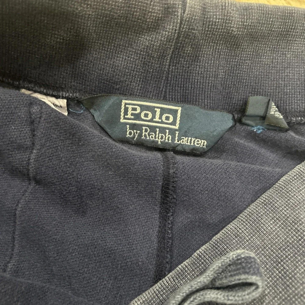 Men's Vtg Polo‎ Ralph Lauren Cotton Blend Drawstring Blue Sweat Shorts Size S